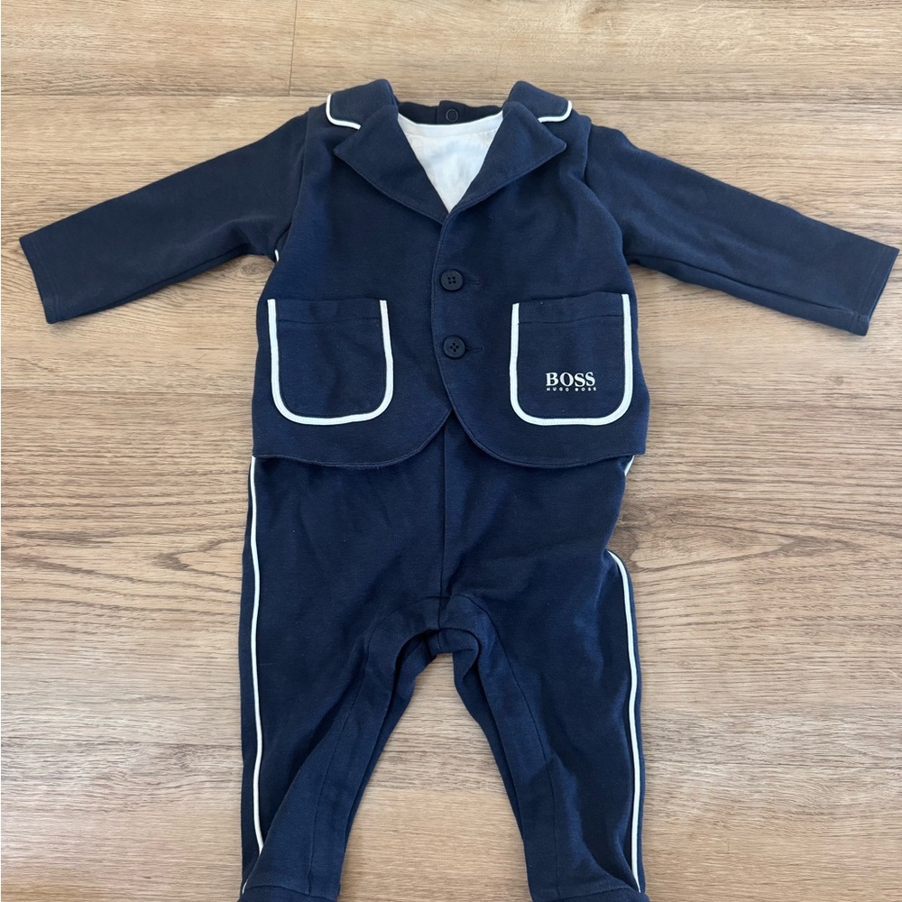 Hugo BOSS Kids Navy and White Bodysuit